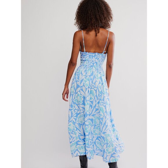 FREE PEOPLE Sweet Nothings Midi Dress / Blue Vista Combo - Picture 4 of 7